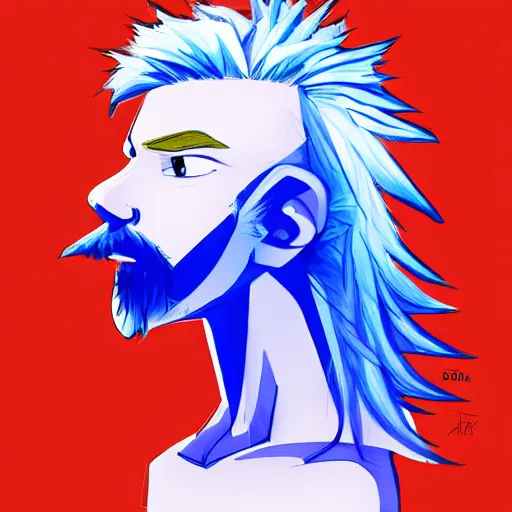 Prompt: boy with white hair and blue highlights, drawn by Fungzau