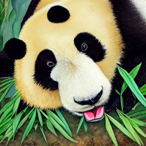 Prompt: panda eating a lot, extremely detailed oil painting, oil in canvas