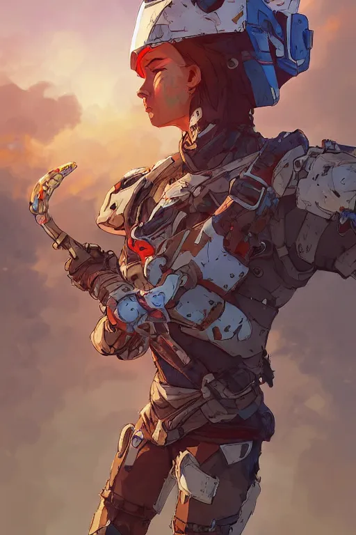 Image similar to combination suit armor aloy horizon forbidden west horizon zero dawn robot ninja mask helmet backpack tribal, art gta 5 comics, official fanart behance hd artstation by jesper ejsing, by rhads, makoto shinkai and lois van baarle, ilya kuvshinov, ossdraws