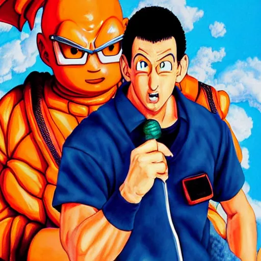 Image similar to Painting of Adam Sandler, official, detailed, character dragonball, award winning artwork, Akira Toriyama