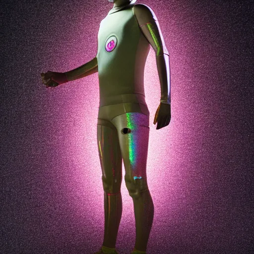 Image similar to an holographic athletic male android, photographed by erwin olaf