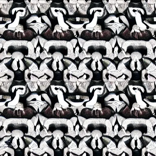 Prompt: interlocking cats, seamless repeating pattern, m. c. escher