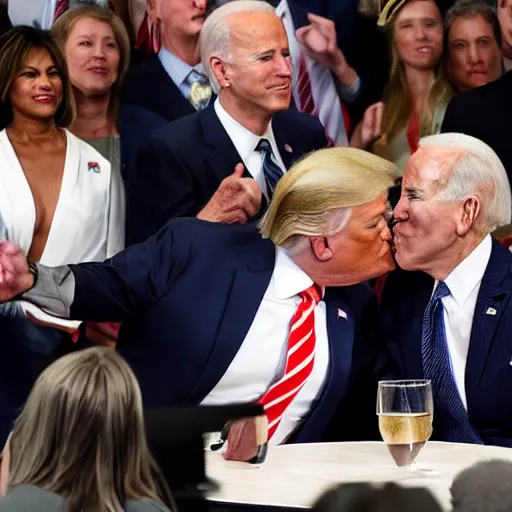 Image similar to trump kissing joe Biden