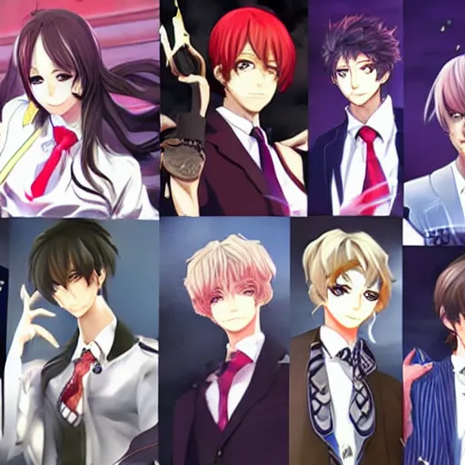 new anime otome game characters, detailed, Stable Diffusion