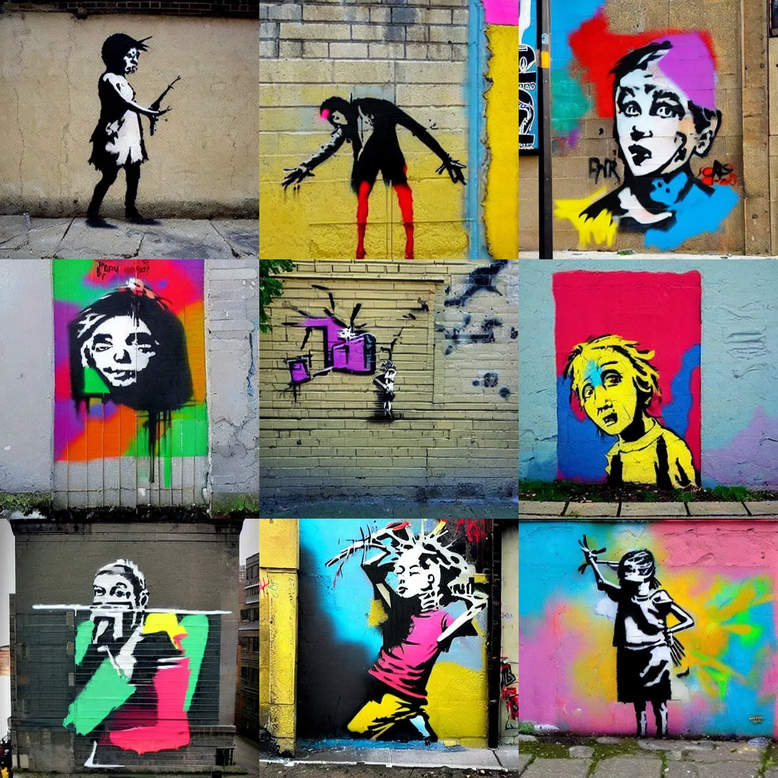 Prompt: street-art!!!!!!!! abstract ((((((colorful)))))) banksy!!!!!!!!!!!!!!!!!!!!!!!!!!!