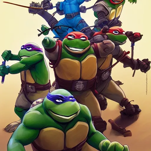 Prompt: hero world teenage mutant ninja turtles, behance hd by jesper ejsing, by rhads, makoto shinkai and lois van baarle, ilya kuvshinov, rossdraws global illumination