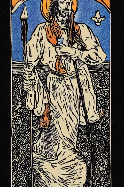 Prompt: tarot card the fool with white margins for printing, 8k