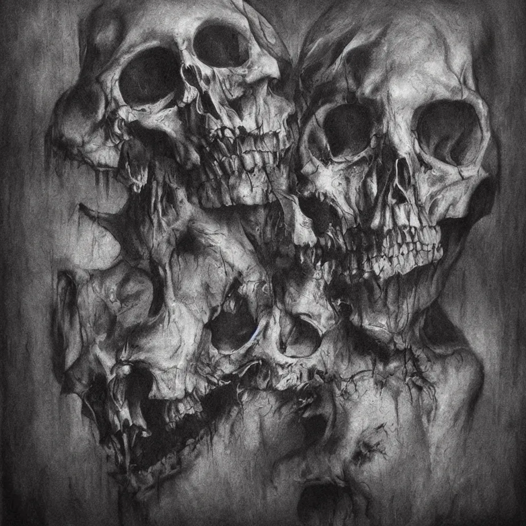 Prompt: charcoal macabre art