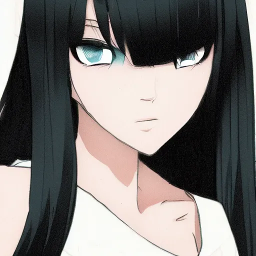 Image similar to full headshot portrait of a girl with long black hair, wearing a surgical mask, drawn by ATDAN, by Avetetsuya Studios, attractive character, colored sketch anime manga panel, trending on Pixiv