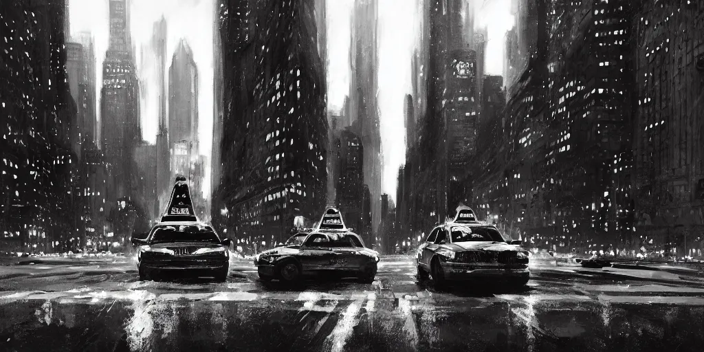 Image similar to taxi through the streets of chicago, night time, dramatic lighting, german expresionism, noir film, character sheet, fine details, concept design, high contrast, anthrophomorfic animals, kim jung gi, greg rutkowski, trending on artstation, 8 k, full body, turnaround, front view, back view, ultra wide angle