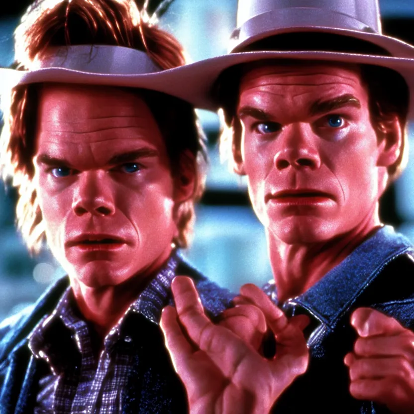 Prompt: michael c hall starring in back to the future movie, movie still, 8 k,