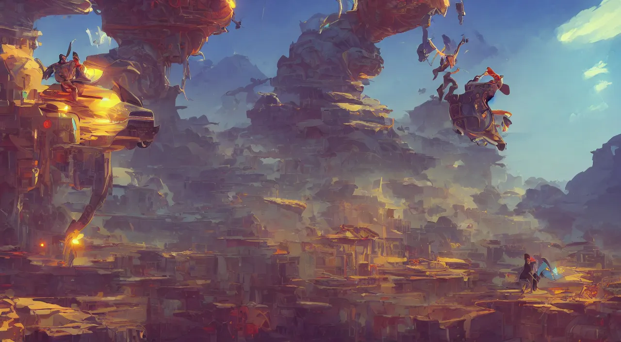 Image similar to grounded camera arabian marketplace skyup vivid tissu color fabric greeble block jungle dirt wall fortress volume lighting shine video game icon, 2 d game art gta cover, official fanart behance hd artstation by jesper ejsing, by rhads, makoto shinkai and lois van baarle, ilya kuvshinov, rossdraws