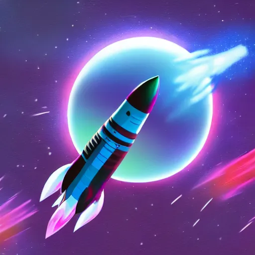 Image similar to A rocketship about to land on an unfamiliar planet, super cool rocket, Acrylic Paint, Concept Art, Digital Art, 16-bit RGB, Global Illumination