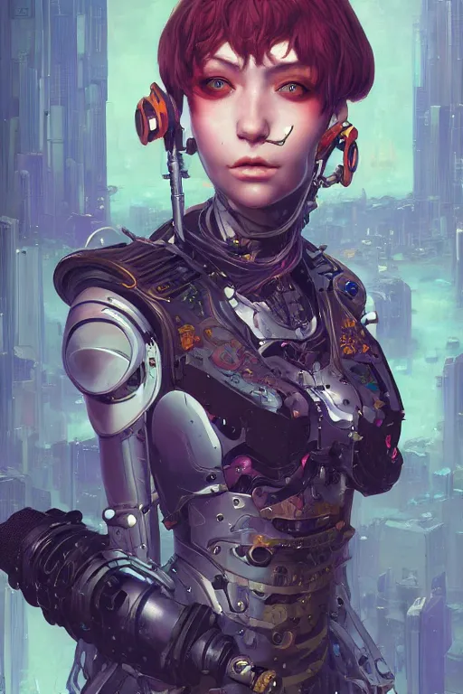 Image similar to portrait of beautiful young curvy goblin, cyberpunk, Warhammer, highly detailed, artstation, illustration, art by Gustav Klimt and Range Murata and Ilya Kuvshinov and Sakimichan