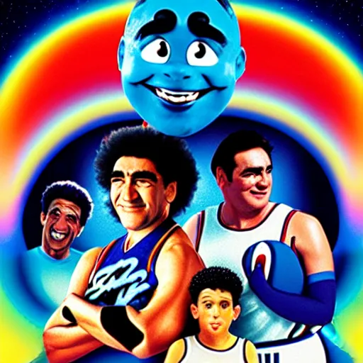 Image similar to a film poster of space jam with maradona, photorealistic film grain,