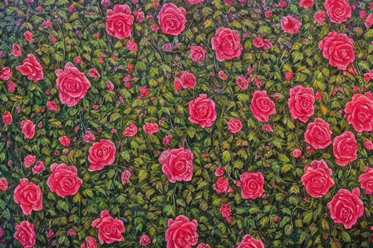 Prompt: where the wild roses grow, intricate highly detailed oil painting