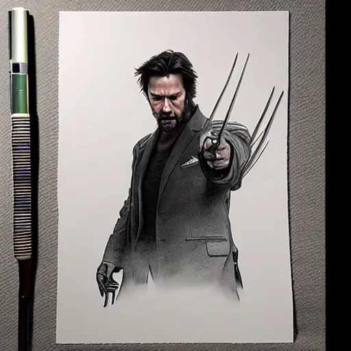 Keanu Reeves As Wolverine Pencil Drawing 4k Quality 