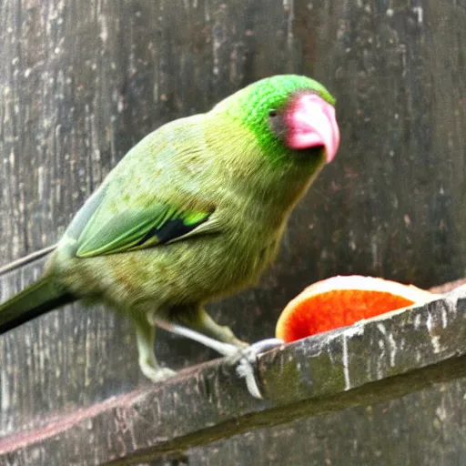 Prompt: kiwi bird eating kiwi fruit