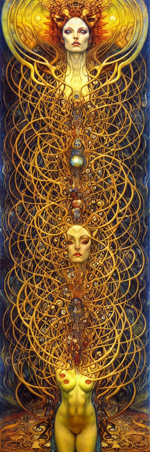 Image similar to Divine Chaos Engine by Karol Bak, Jean Delville, William Blake, Gustav Klimt, and Vincent Van Gogh, symbolist, visionary