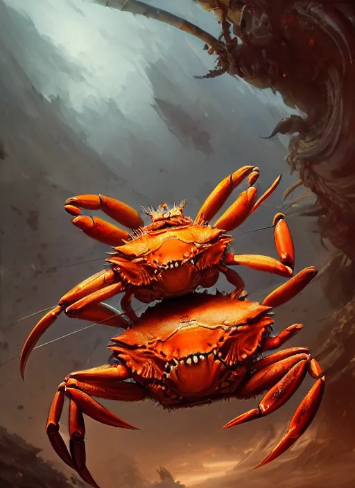 Prompt: crab samurai, subsurface scattering, by jesper ejsing, justin gerard, tomasz alen kopera, cgsociety and fenghua zhong, highly detailed, rim light, cinematic lighting, illustration, art, octane render, very coherent, cinematic, hyper realism, high detail, octane render, 8 k