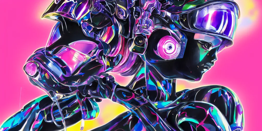 Prompt: : extremely beautiful illustration a black marble statue of an anime girl with colorful skateboard logos all over and helmet with closed visor, colorful hyperbolic background, fine art, neon genesis evangelion, virgil abloh, offwhite, denoise, highly detailed, 8 k, hyperreal