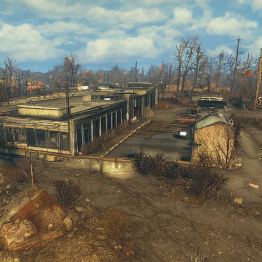 Prompt: fallout 4 big atom research building