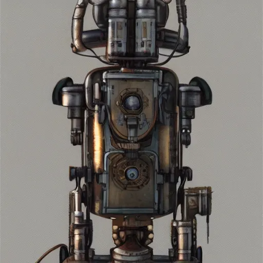 Image similar to painting of a steampunk jetpack hardsurface, symmetric form exploration, big medium small, artstation, concept art, frank lloyd wright