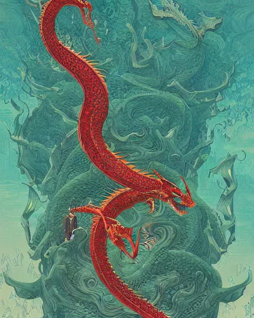 Image similar to a dragon serpent, digital art, illustrated by james gurney and victo ngai