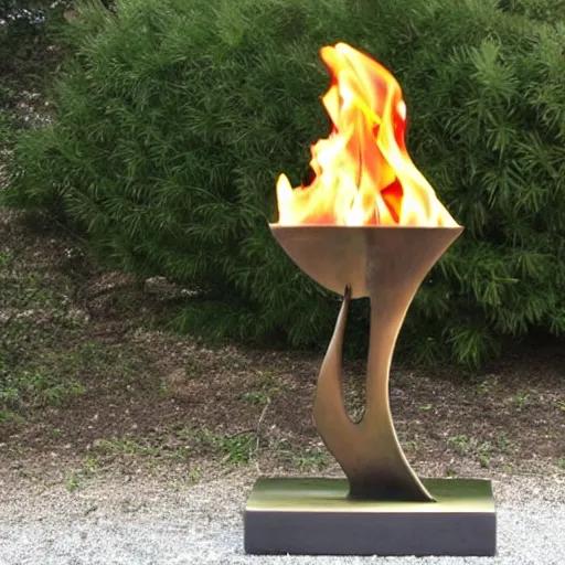 Image similar to minimalist bronze sculpture of a flame