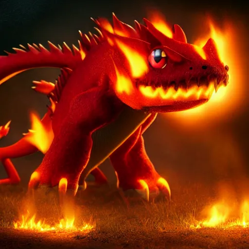 Prompt: national geographic photo of charmeleon, pokemon in the wild, intricate, portrait, 8 k highly professionally detailed, hdr, cgsociety