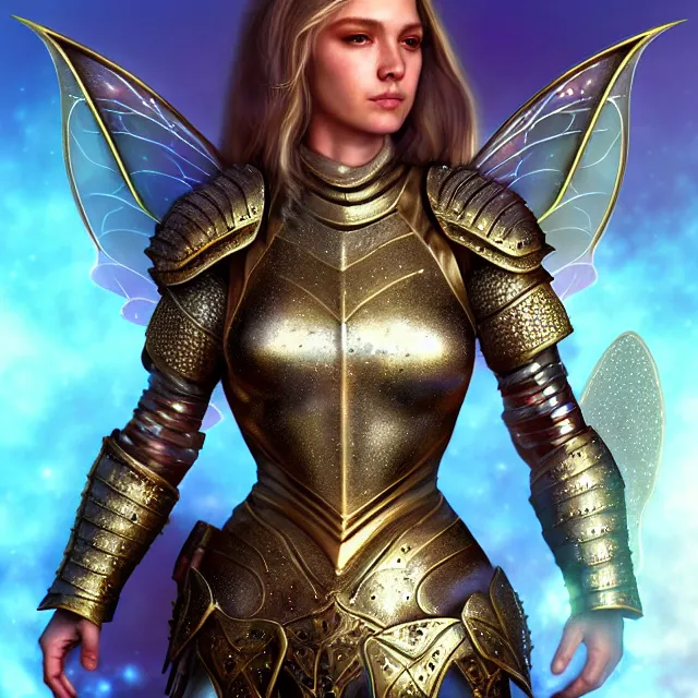 Prompt: fairy warrior queen in sparkling armour, highly detailed, 8 k, hdr, award - winning, trending on artstation, anne stokes, photorealistic