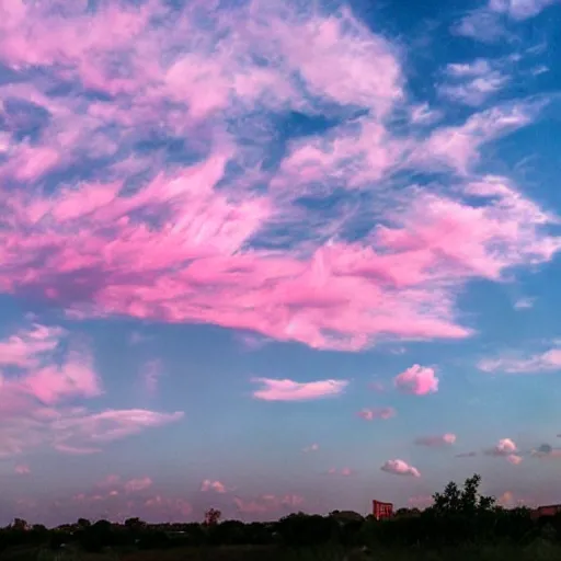 Prompt: a sky with strawberry clouds
