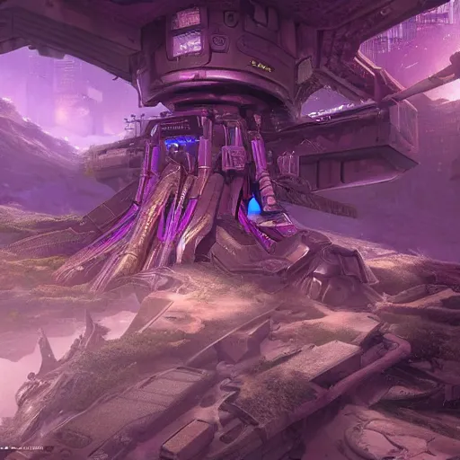 Image similar to sci fi, fantasy, hyper detailed, purple, rendered, unreal engine, concept art