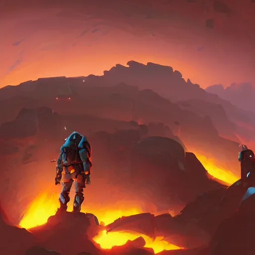 Image similar to deep rock galactic gameplay by greg rutkowski