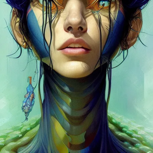 Image similar to pickle avatar portrait by gaston bussierre and charles vess and james jean and erik jones and rhads, inspired by ghost in the shell, beautiful fine face features, intricate high details, sharp, ultradetailed