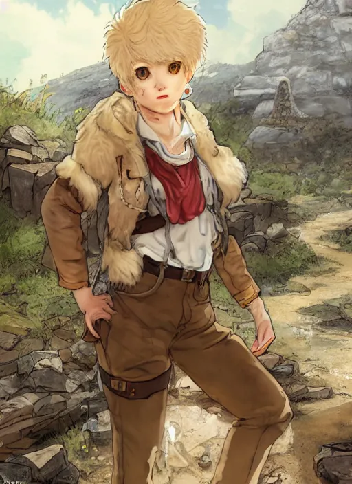 Prompt: character portrait of a (((anthro albino mountain lion))) wearing miner's clothes at the mines. hidari, color page, tankoban, 4K, tone mapping, Akihiko Yoshida.