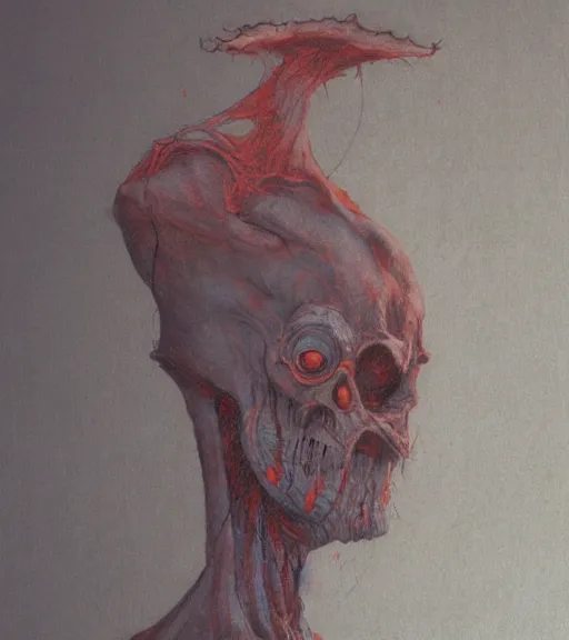 Image similar to creature, doom, zdislav beksinski, concept art, strokes, silhouette