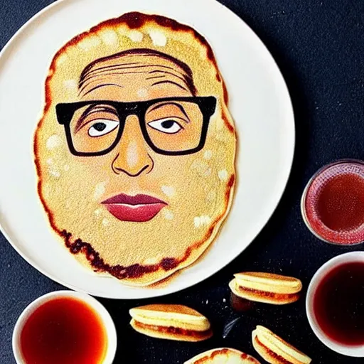 Prompt: a pancake looking like jeff goldblum