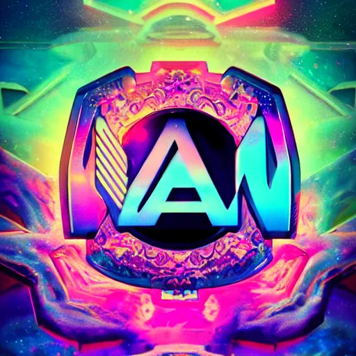 Image similar to a and w vaporwave logo, colorful, digital art, cosmic, 3 d high definition, trending on art station, photorealistic, high resolution, 8 k, octane, hyper detailed, insane details, intricate, elite, ornate, elegant trend, highly detailed and intricate, sharp focus, photography, unreal engine