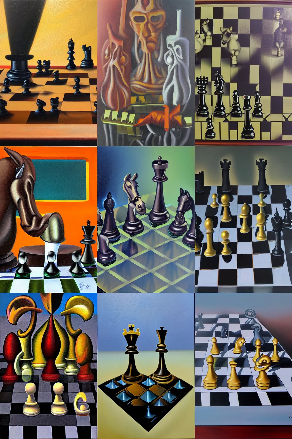 Prompt: surreal chess, oil on canvas