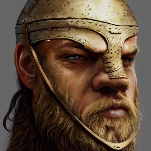 Prompt: painting portrait of a viking wearing a wood mask, artstation, ultra detailed