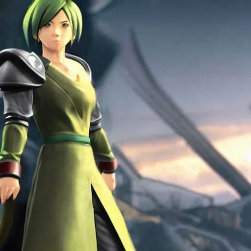 Image similar to toph beifong in final fantasy vii remake, character render, full body shot, highly detailed, in game render