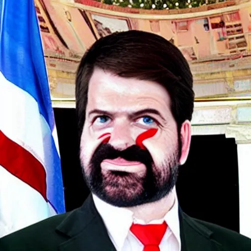 Prompt: president gabriel boric with clown hair