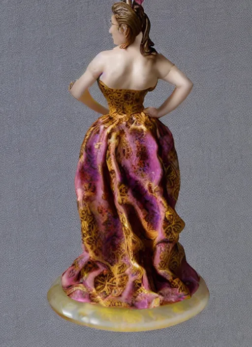 Image similar to 80mm, resin detailed model figure of a female wearing a baroque dress