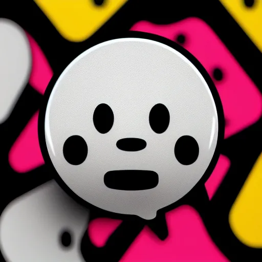 Image similar to pac man ghost as hello emoji, telegram sticker design, flat design, glossy design, white outline.