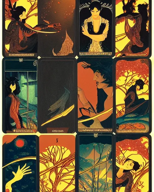 Image similar to the lovers tarot card, beautiful, cinematic, dramatic, super detailed and intricate, by koson ohara, by darwyn cooke, by greg rutkowski, by satoshi kon