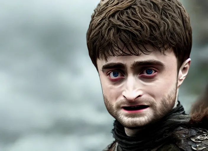 Image similar to daniel radcliffe as gelthinors in game of thrones, live action film, cinematic photo, clear hd image