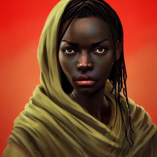 Image similar to black germanic, irish female, jedi master, wearing the traditional jedi robe, beautiful and uniquely odd looking, detailed symmetrical close up portrait, intricate complexity, in the style of artgerm and ilya kuvshinov, magic the gathering, star wars art