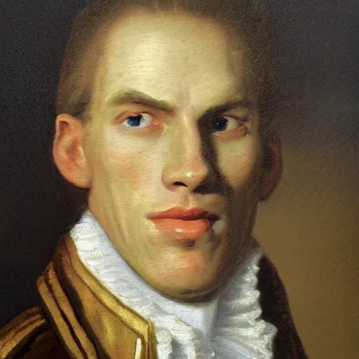 Image similar to An 18th century oil painting of Jerma985, portrait of Jerma985, grainy, realistic, very realistic, hyperrealistic, highly detailed, very detailed, extremely detailed, very neat, very epic, very cool, detailed, trending on artstation