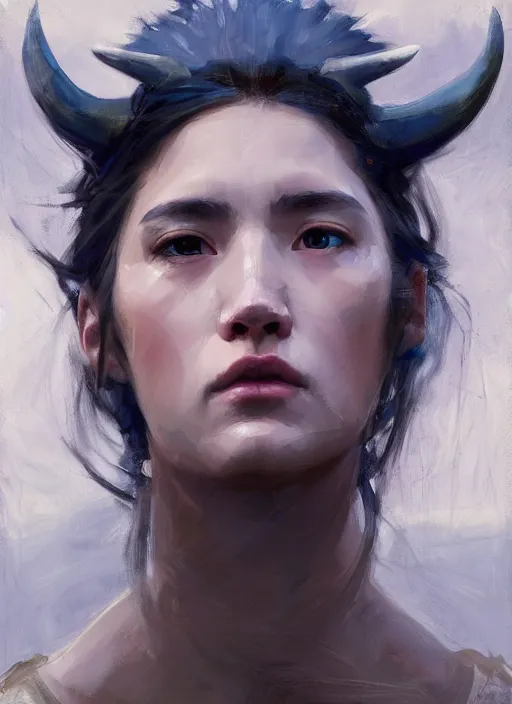 Prompt: portrait of Princess Mononoke, countryside near forest, calm, fantasy character portrait, dynamic pose, above view, sunny day, thunder clouds in the sky, artwork by Jeremy Lipkin and Giuseppe Dangelico Pino and Michael Garmash and Rob Rey, very coherent asymmetrical artwork, sharp edges, perfect face, simple form, 100mm